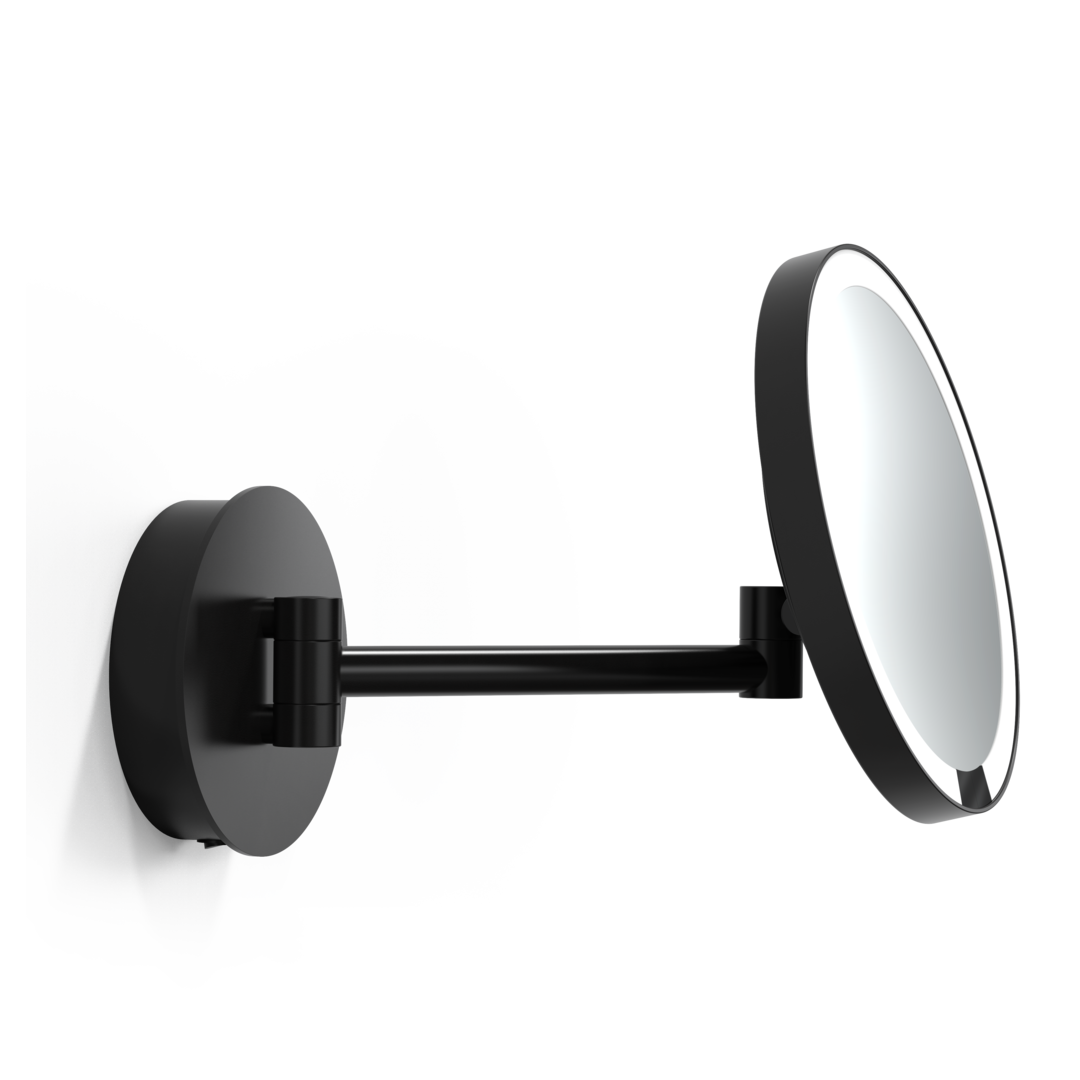 Decor Walther LOOK PLUS WR 5X LED Wandkosmetikspiegel beleuchtet – Schwarz matt - 5-fache Vergrößerung - Wiederaufladbar – Art. 0125660