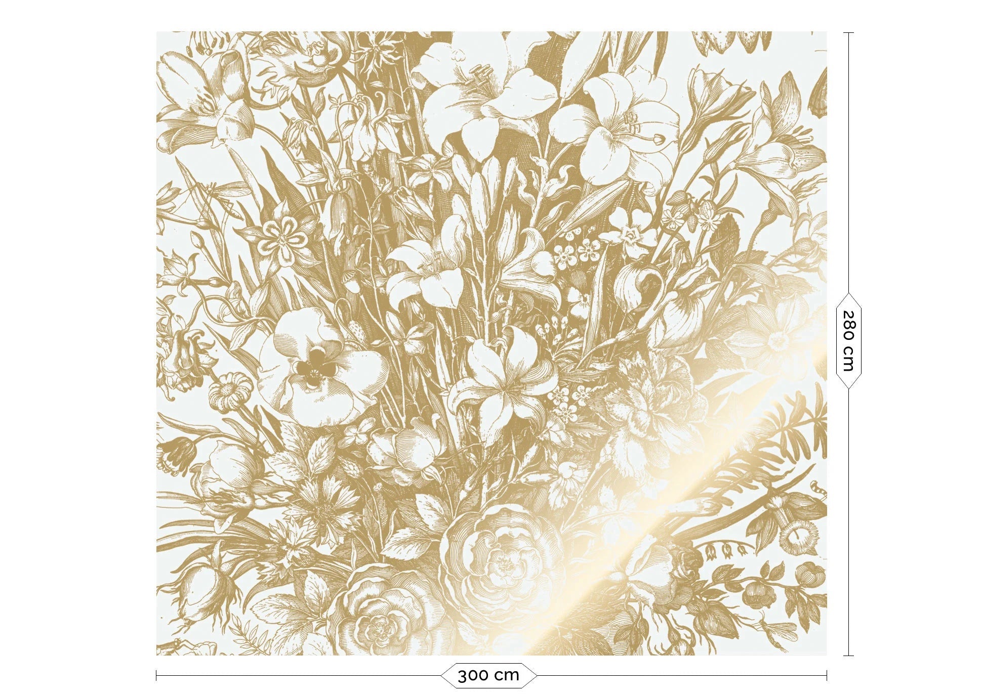 KEK Amsterdam - Gold Tapete Engraved Flowers Grauweiß-Tapeten-KEK Amsterdam-6 Bahnen 300 x 280 cm-TOJU Interior