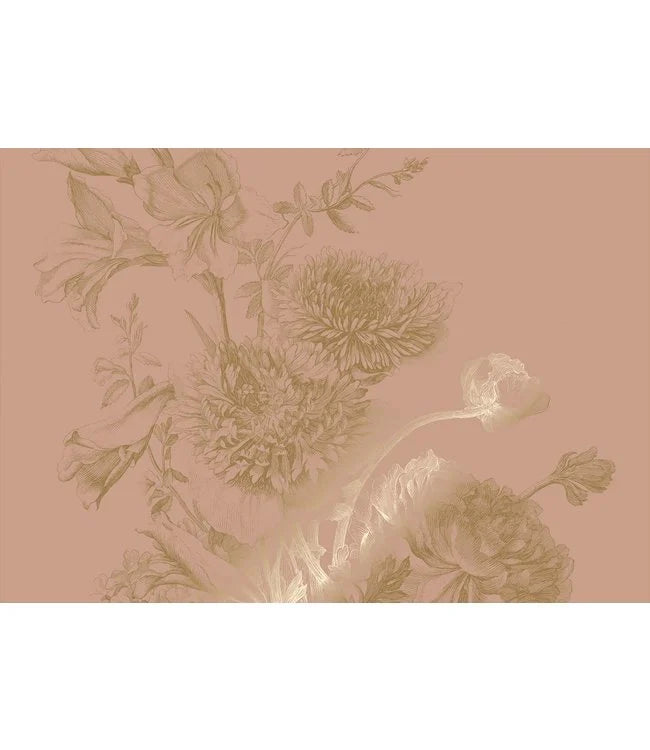 KEK Amsterdam - Gold Tapete Engraved Flowers Rosa-Tapeten-KEK Amsterdam-TOJU Interior