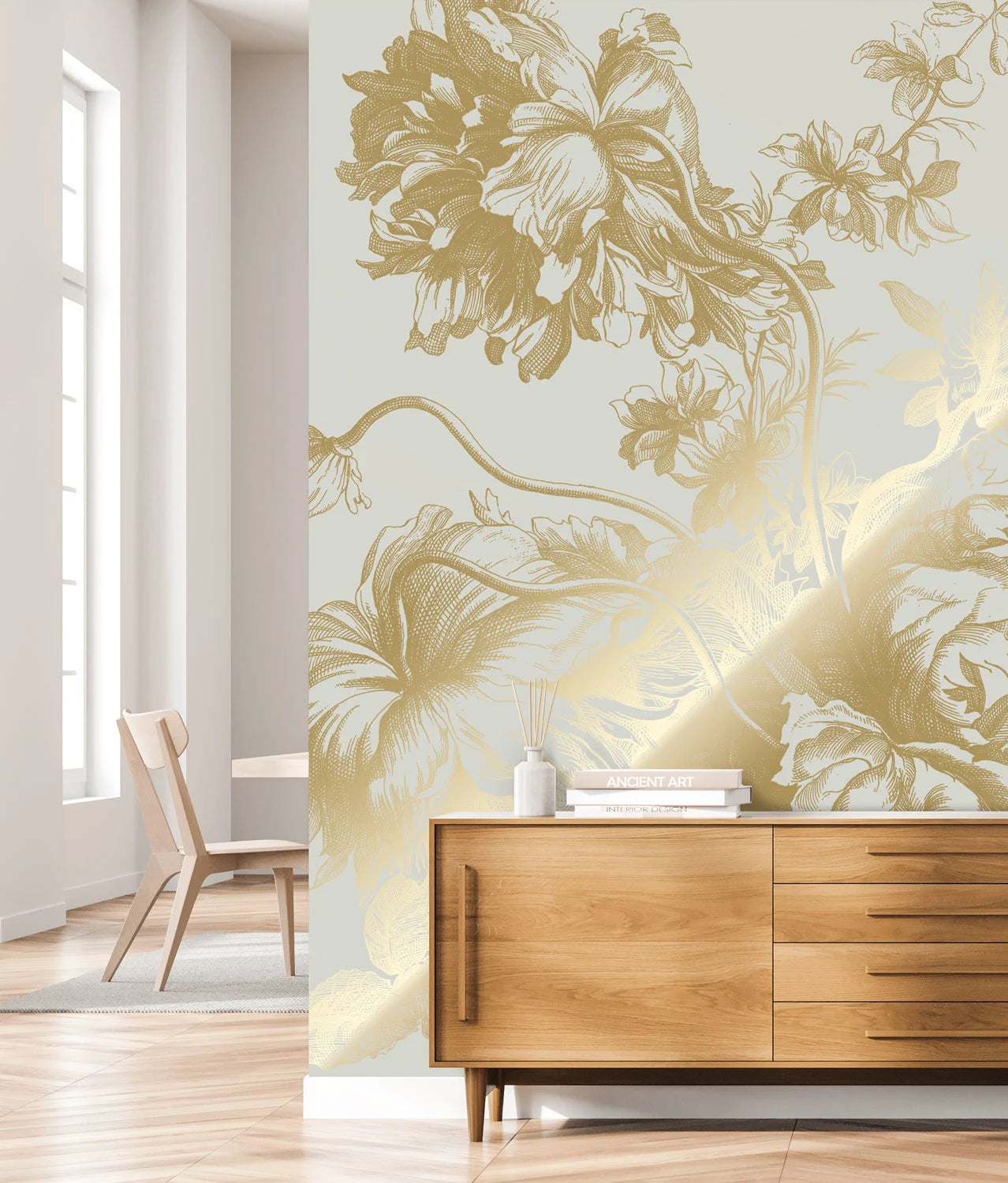 KEK Amsterdam - Gold Tapete Engraved Flowers Sand-Tapeten-KEK Amsterdam-TOJU Interior