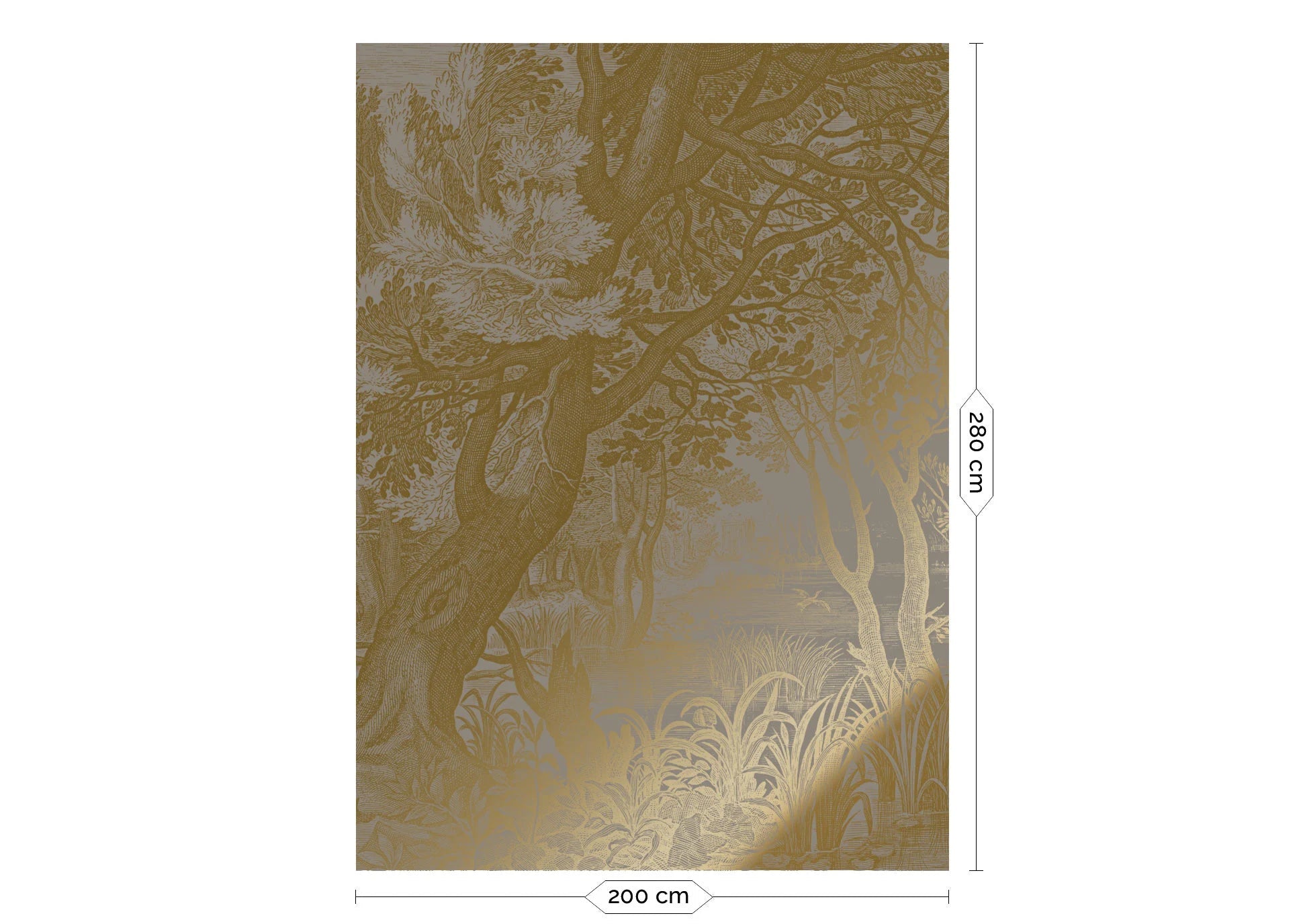 KEK Amsterdam - Gold Tapete Engraved Landscapes Grau-Tapeten-KEK Amsterdam-4 Bahnen 200 x 280 cm-TOJU Interior