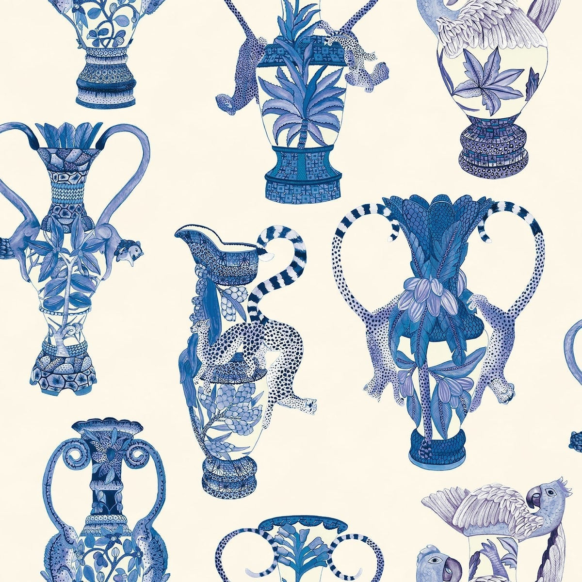 Cole & Son Khulu Vases China Blue on Pale Cream 109/12059 – Muster