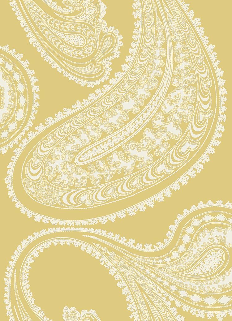Cole & Son Rajapur Flock Sunshine Yellow & White 112/9031 – Muster
