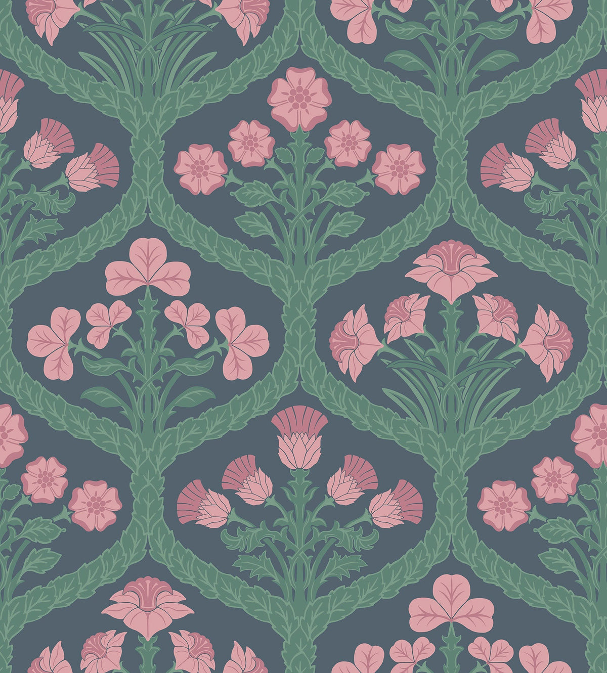 Cole & Son Floral Kingdom Rose & Forest on Charcoal 116/3010 – Muster