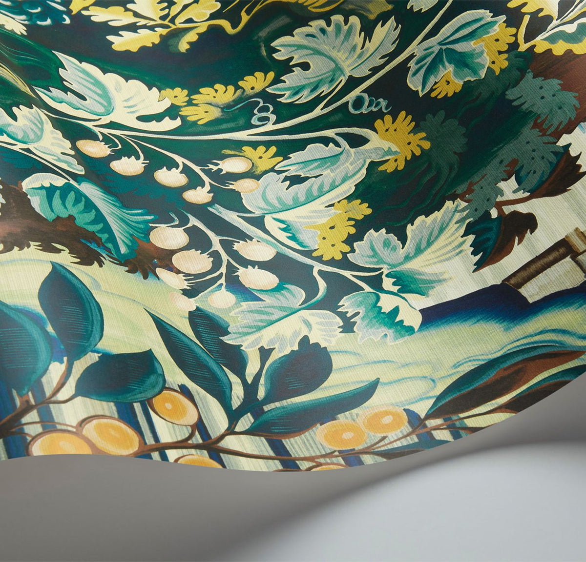 Cole & Son Verdure Tapestry – Viridian, Teal, Ink & Chartreuse (118/17038), Detailansicht