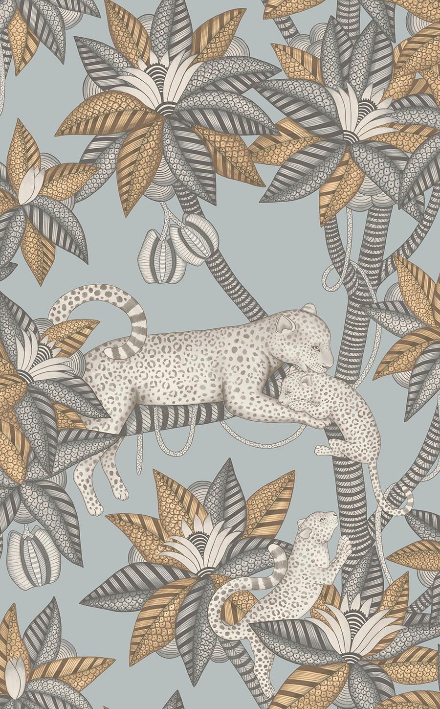 Cole & Son Satara Slate & White Mica on Print Room Blue 119/3012 – Muster