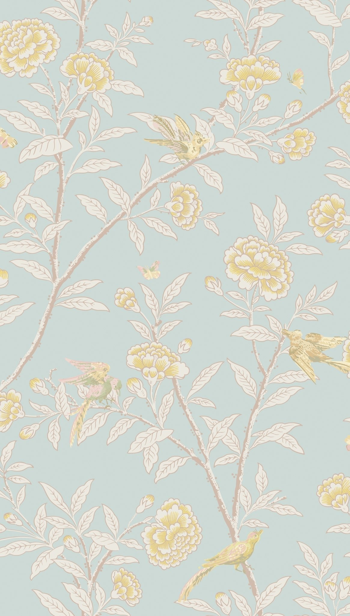 Cole & Son Roseberry with Birds – Powder Blue (127/4023), Musteransicht