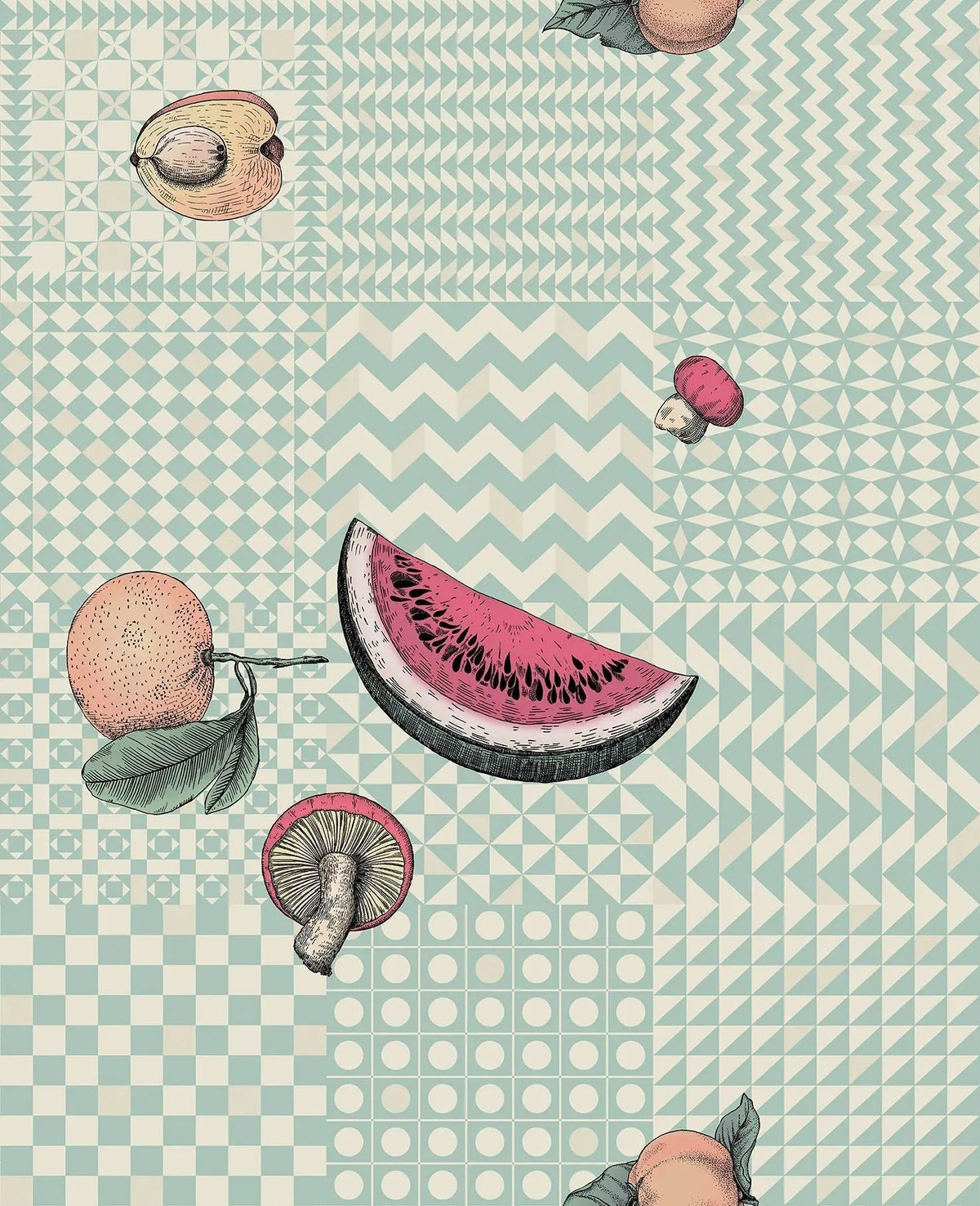 Cole & Son Fornasetti Frutta e Geometrico Pastel – Tapetenmuster