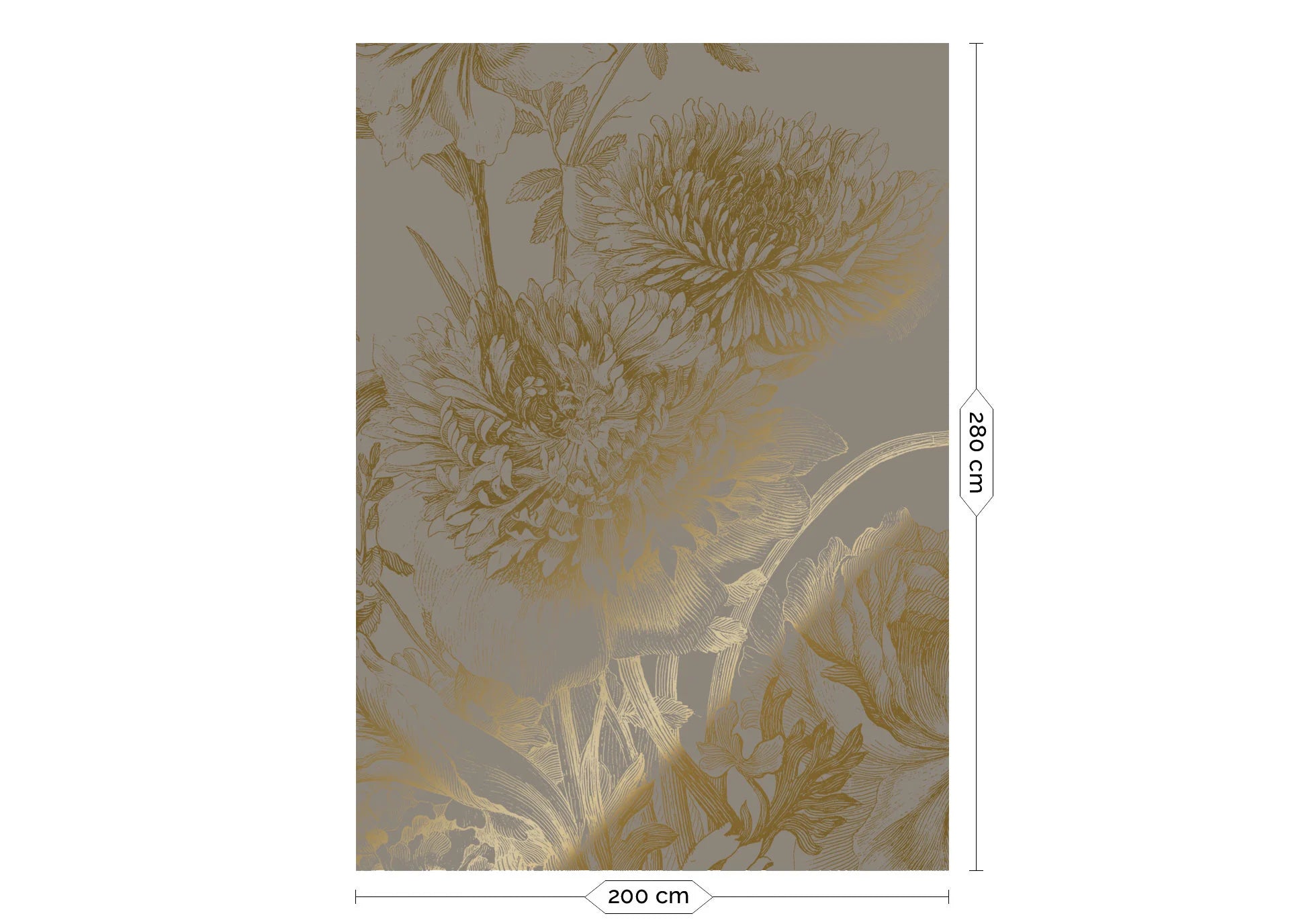 KEK Amsterdam - Gold Tapete Engraved Flowers Grau