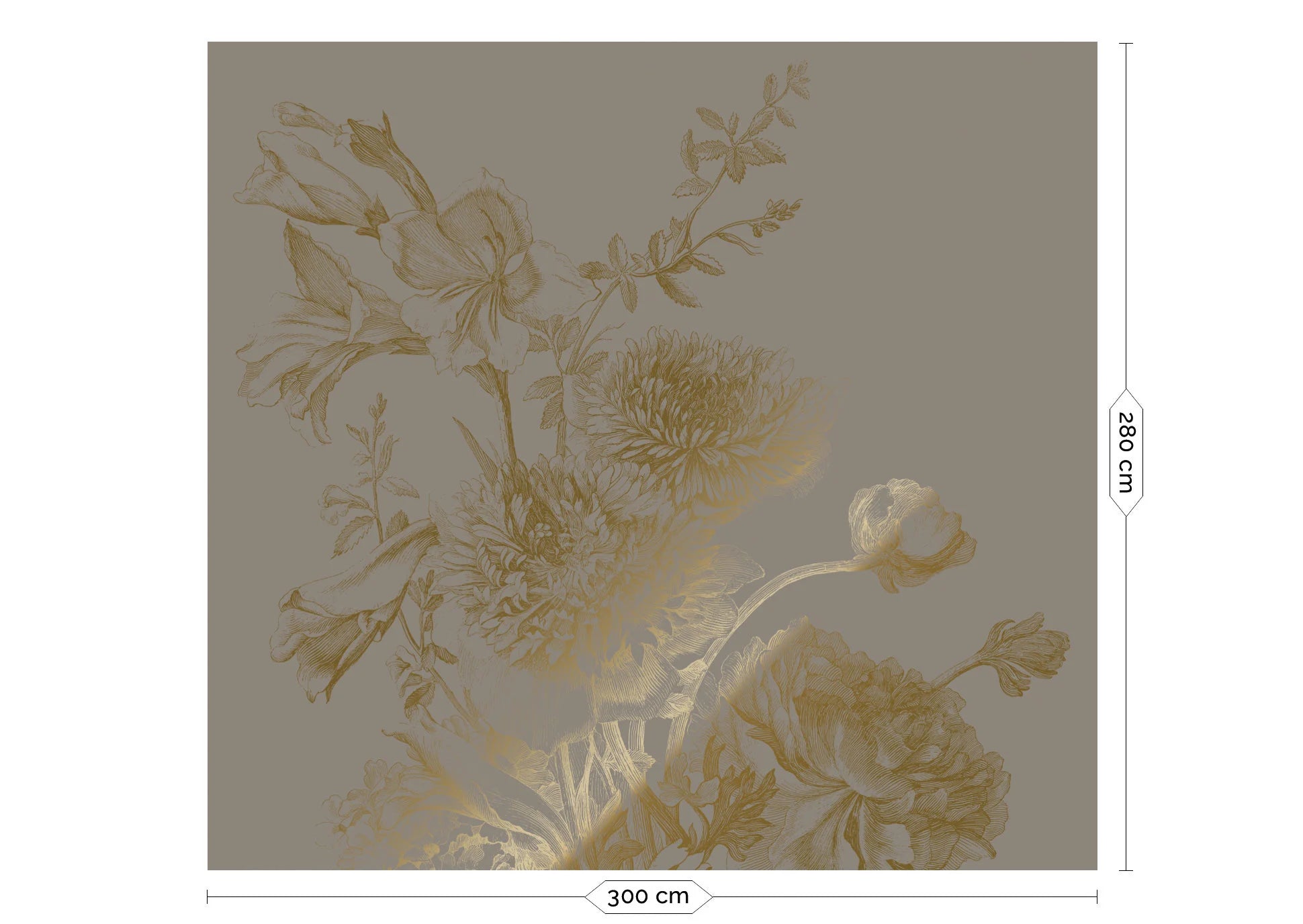 KEK Amsterdam - Gold Tapete Engraved Flowers Grau
