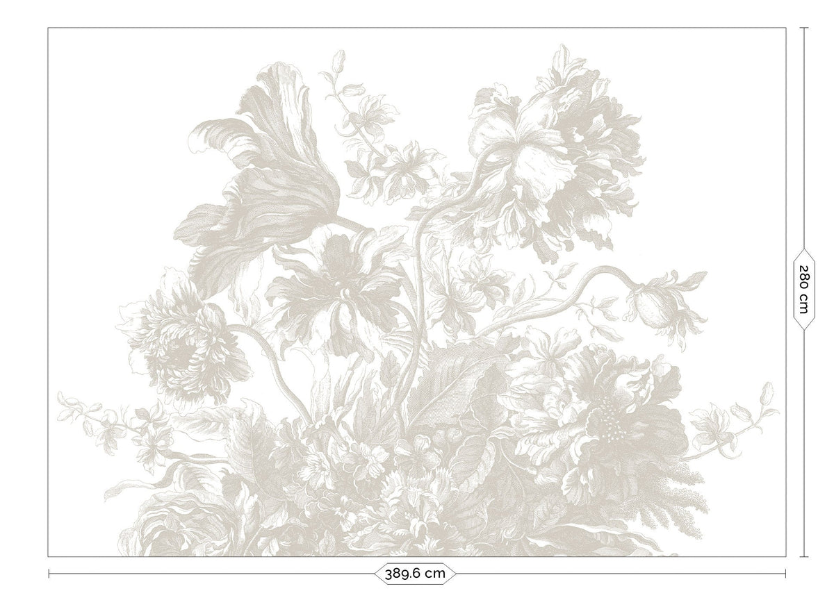 KEK Amsterdam Engraved Flowers Grau Tapete-Tapeten-KEK Amsterdam-389,6 × 280 cm (8 Bahnen)-TOJU Interior