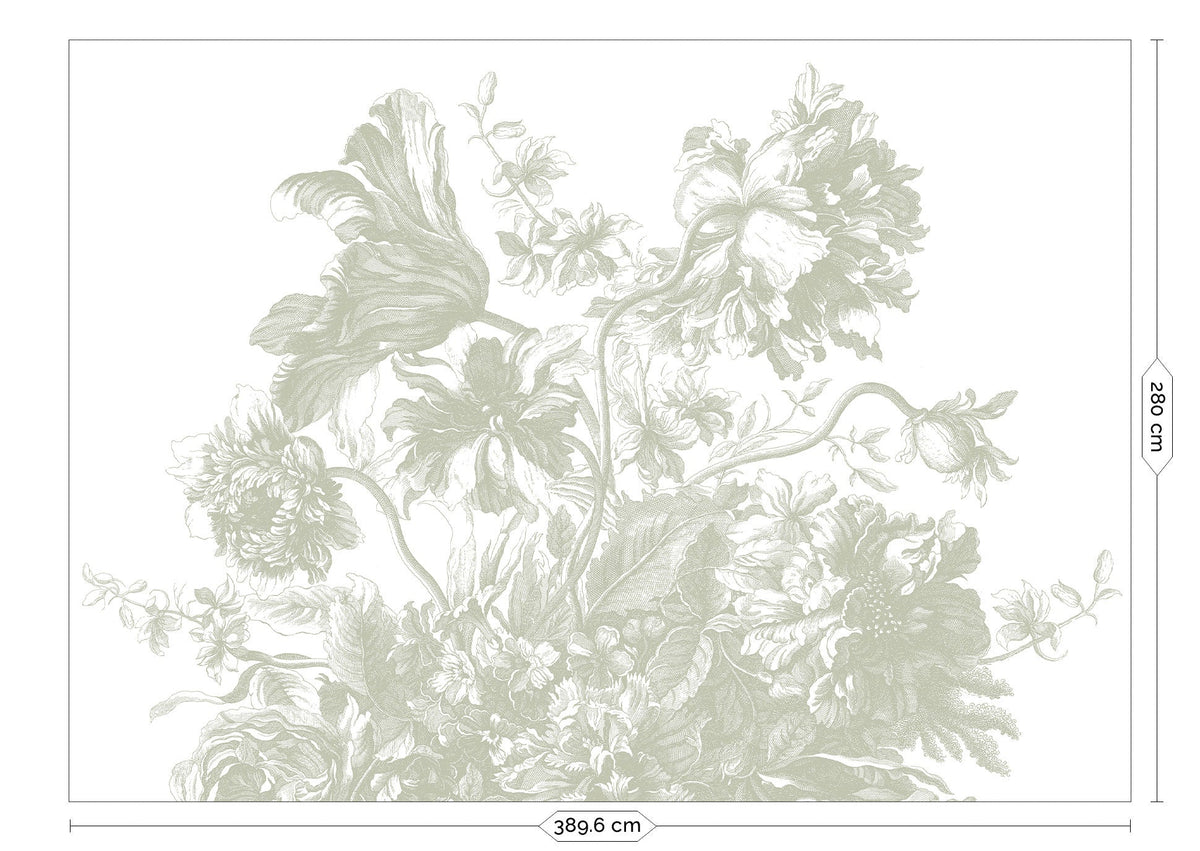 KEK Amsterdam Engraved Flowers Grün Tapete – 389,6 × 280 cm FU-047