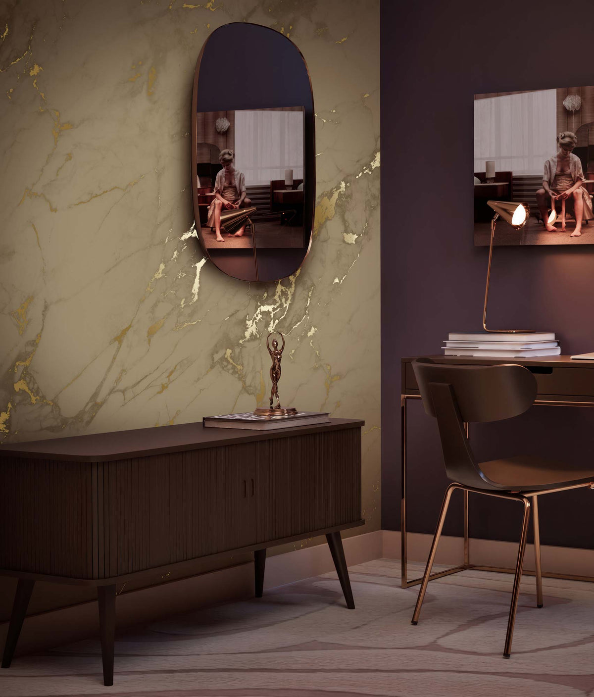KEK Amsterdam Marble Gold/Taupe Tapete-Tapeten-KEK Amsterdam-TOJU Interior