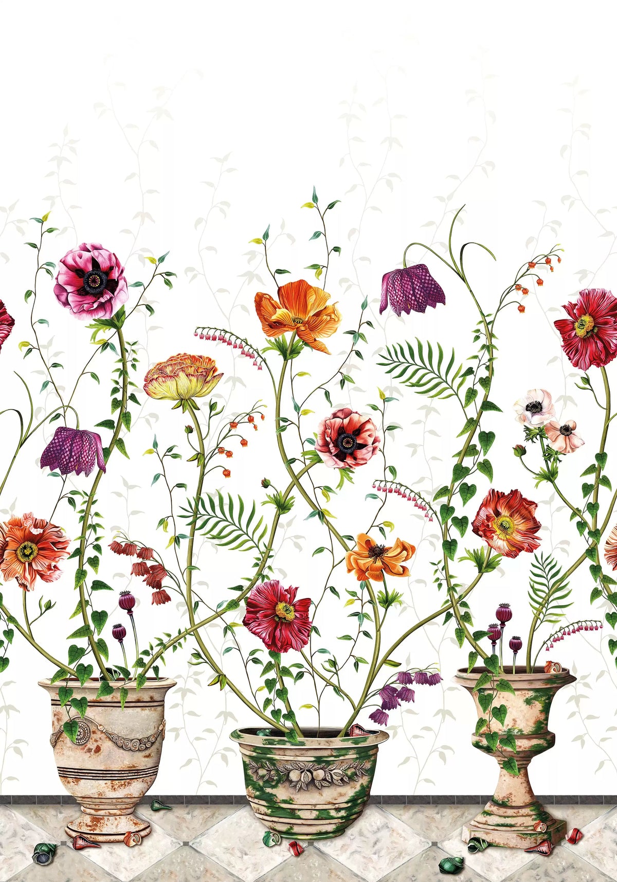 Osborne & Little Lamorran raumhoher Leinenstoff mit Blumenmuster – F7672-01