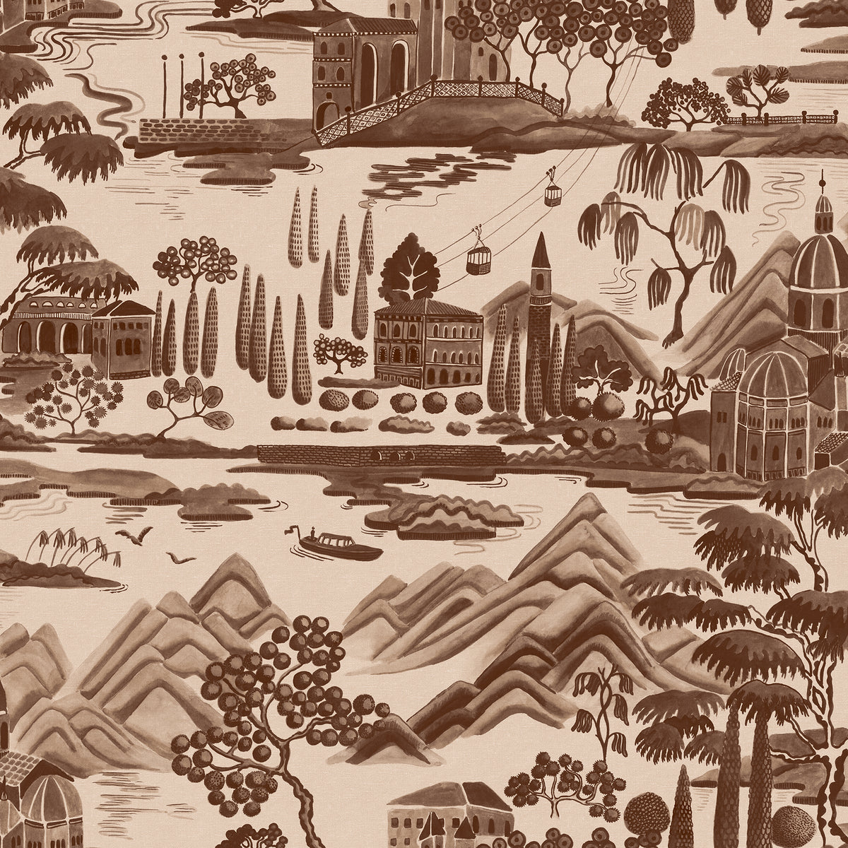 Sandberg Lake Como Brown S10690 – Tapetenmuster