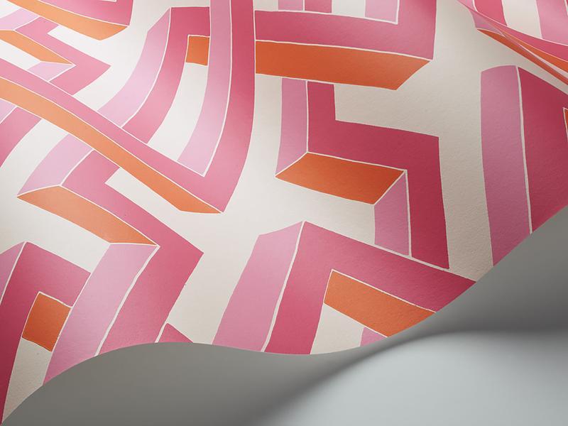Cole and Son - Tapete Luxor Wallpaper-Tapeten-Cole & Son-Fuchsia & Orange on White S105/1004-TOJU Interior