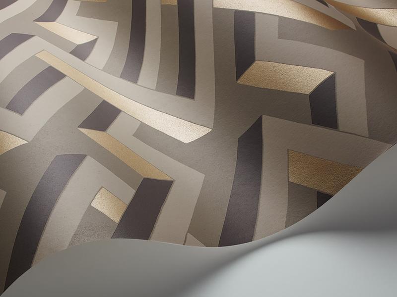 Cole and Son - Tapete Luxor Wallpaper-Tapeten-Cole & Son-Metallic Bronze on Dark Taupe S105/1006-TOJU Interior