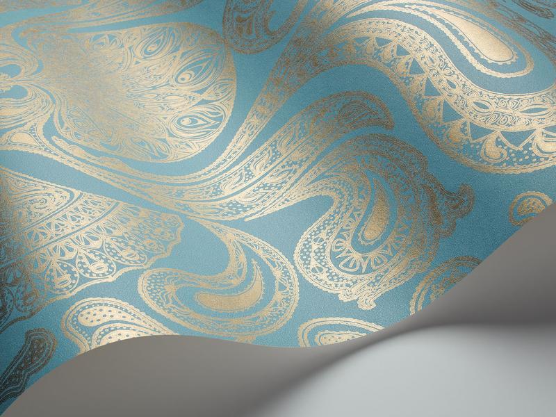Cole and Son - Tapete Malabar Wallpaper-Tapeten-Cole & Son-Metallic - Petrol 66/1001-TOJU Interior