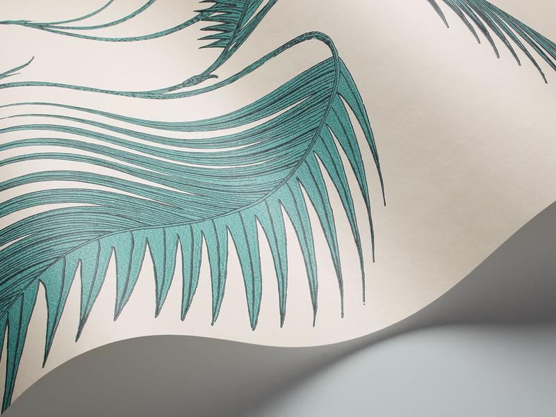 Cole and Son - Tapete Palm Leaves Wallpaper-Tapeten-Cole & Son-Teal auf Weiß 66/2012-TOJU Interior