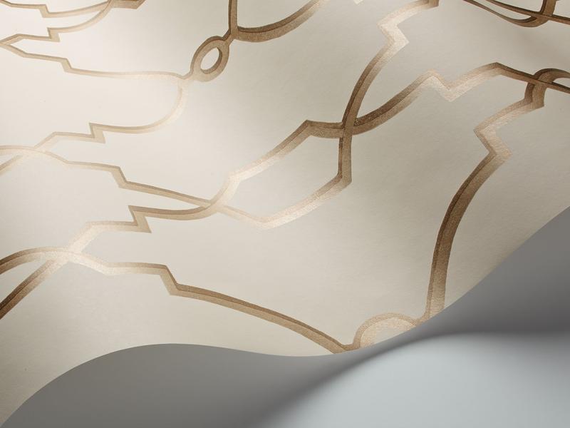 Cole and Son - Tapete Parterre Wallpaper-Tapeten-Cole & Son-Metallic Antique Gold on White S99/2010-TOJU Interior