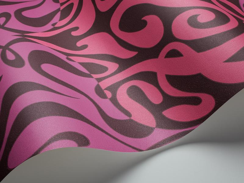 Cole and Son - Tapete Woodstock Wallpaper-Tapeten-Cole & Son-Magenta auf Soot 69/7125-TOJU Interior