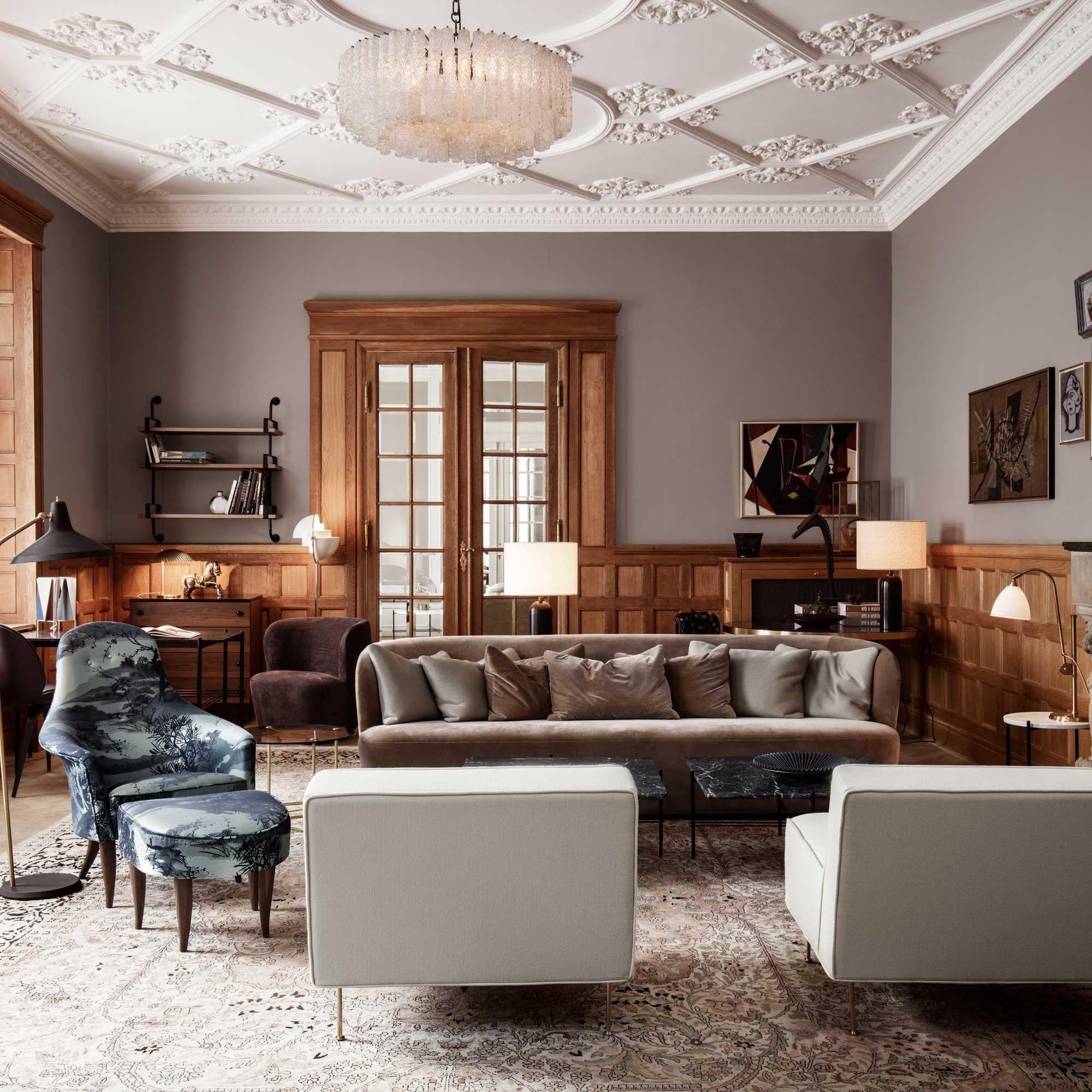 Gubi - Gravity Tischleuchte S-Gubi-grauer Marmor / Leinen Schirm-TOJU Interior