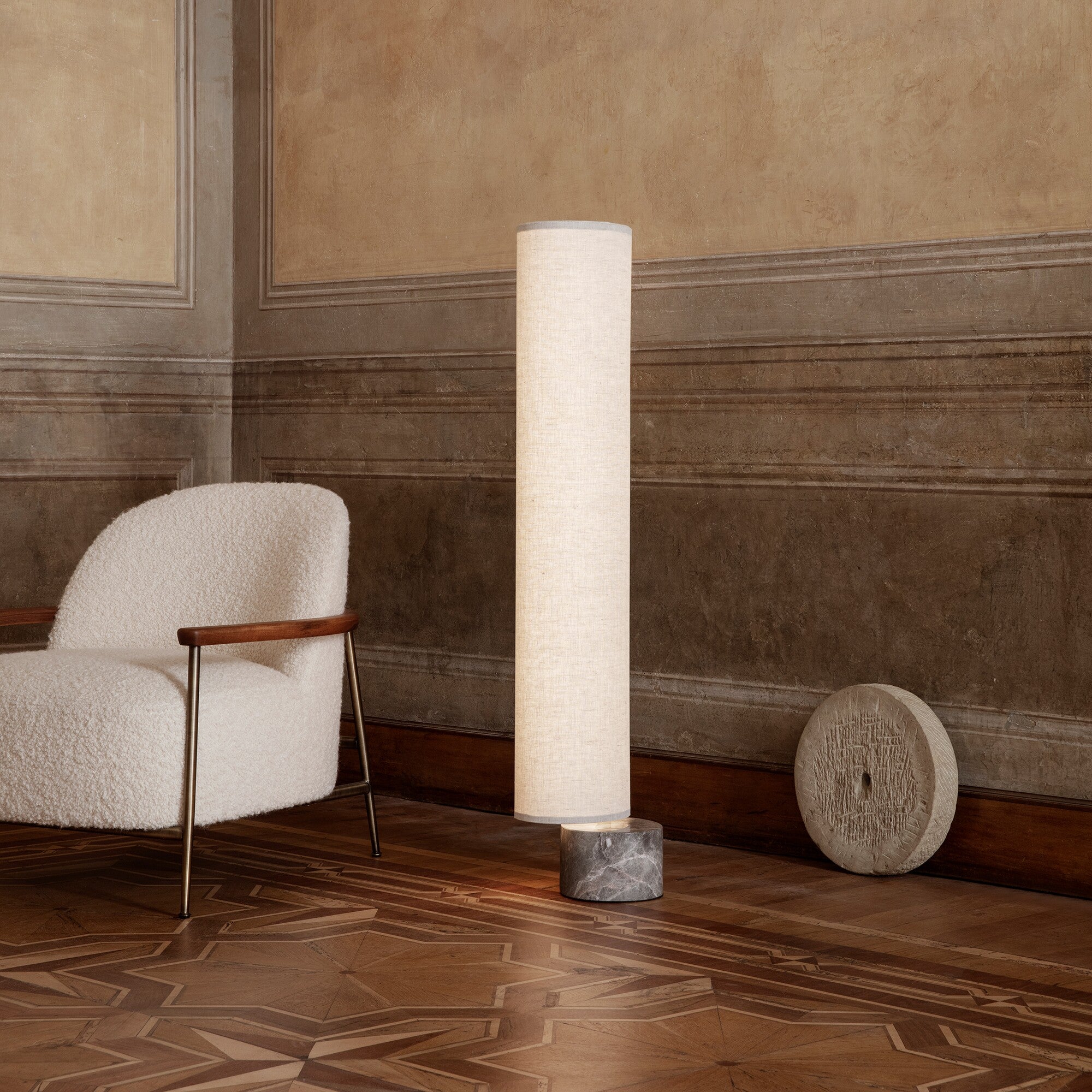 Gubi - Unbound LED Stehleuchte H 80cm-Gubi-Leinen weiß/Schirm-TOJU Interior