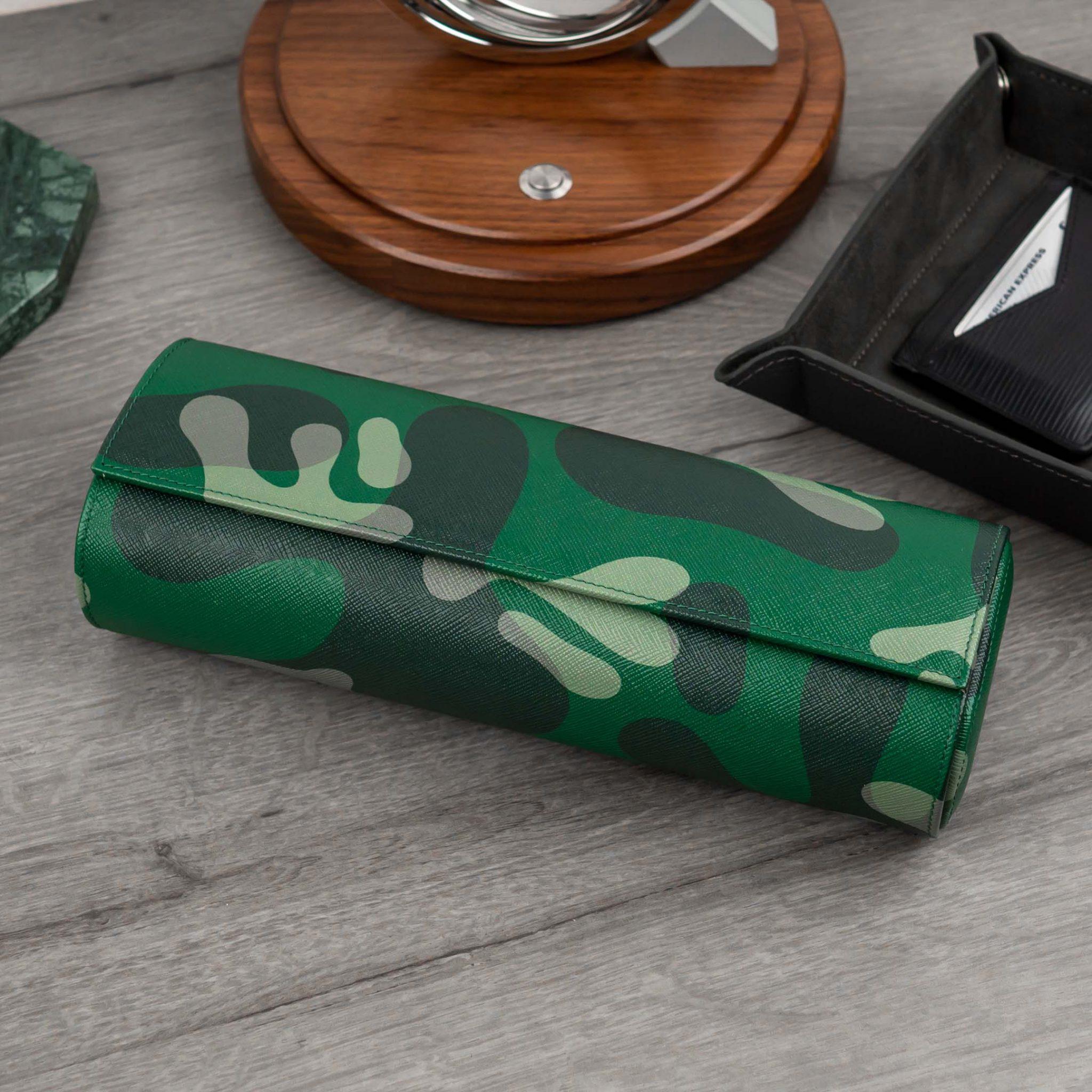 IFL Watches - Watch Roll - Green Camo Watch Roll für 4 Uhren-Uhrenrolle-TOJU Interior