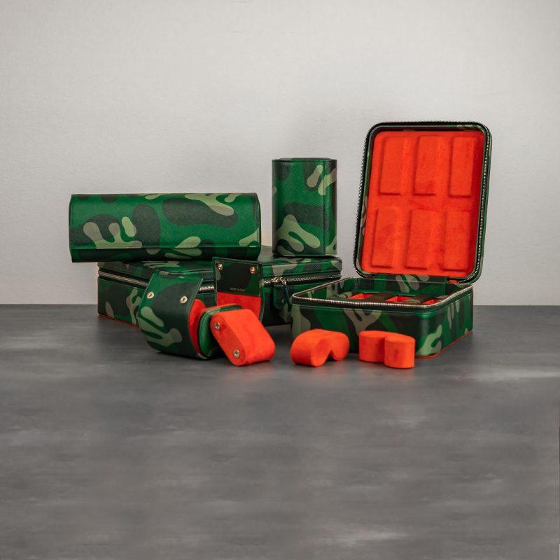 IFL Watches - Watch Roll - Green Camo Watch Roll für 4 Uhren-Uhrenrolle-TOJU Interior