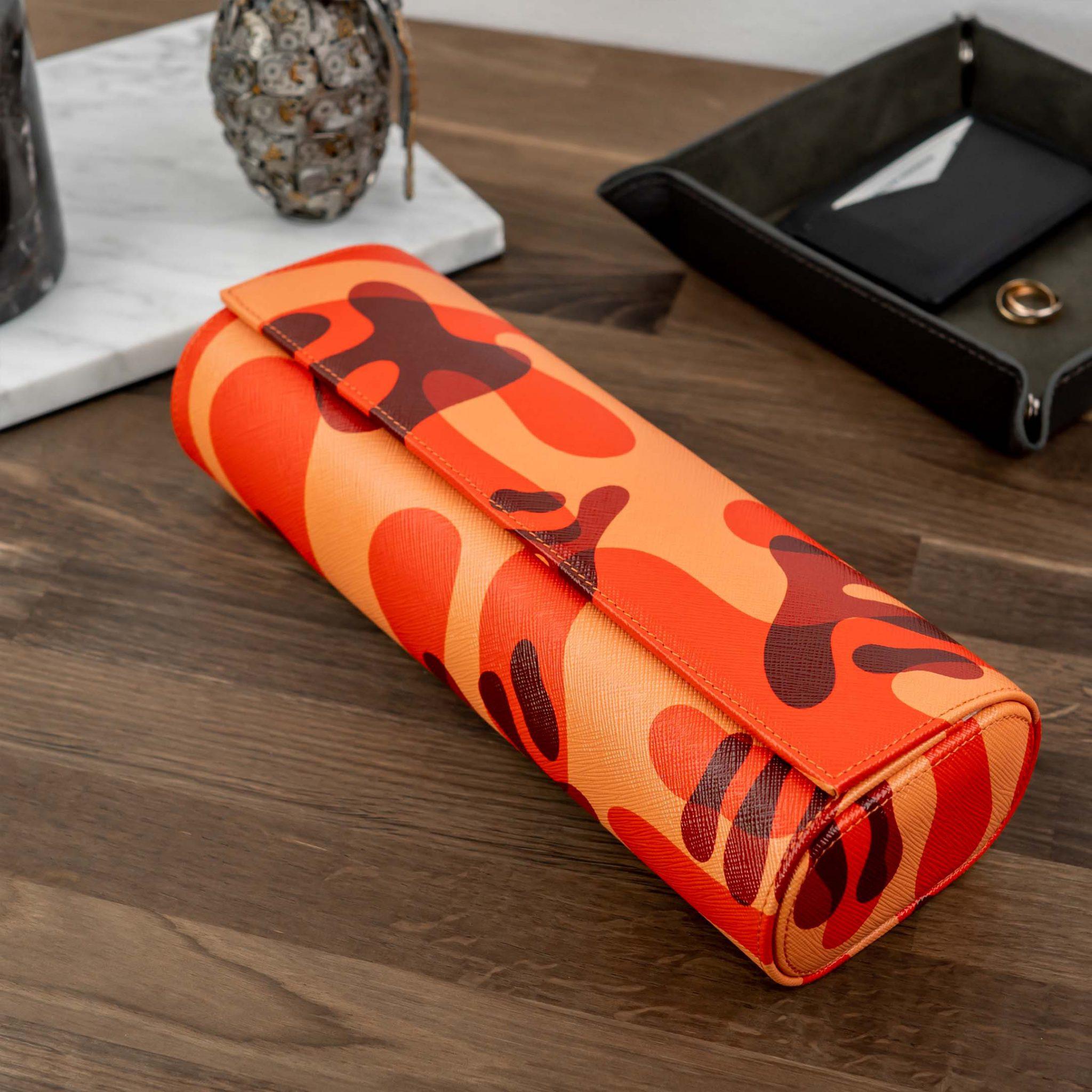 IFL Watches - Watch Roll - Orange Camo Roll für 4 Uhren-Uhrenrolle-TOJU Interior