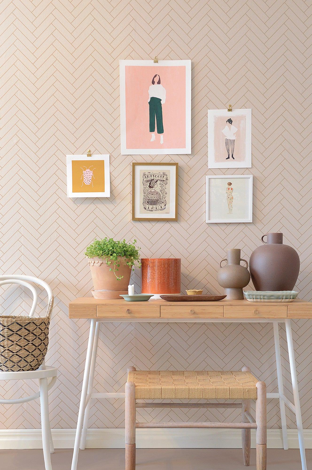 Majvillan - Tapete Herringbone-Tapeten-Majvillan-Sandy Beige-TOJU Interior