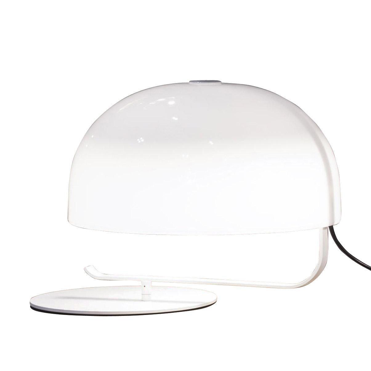 Oluce - Zanuso 275 Tischleuchte-Leuchten-Oluce-weiß/lackiert/BxH 42x40cm/Gestell nussbraun-TOJU Interior