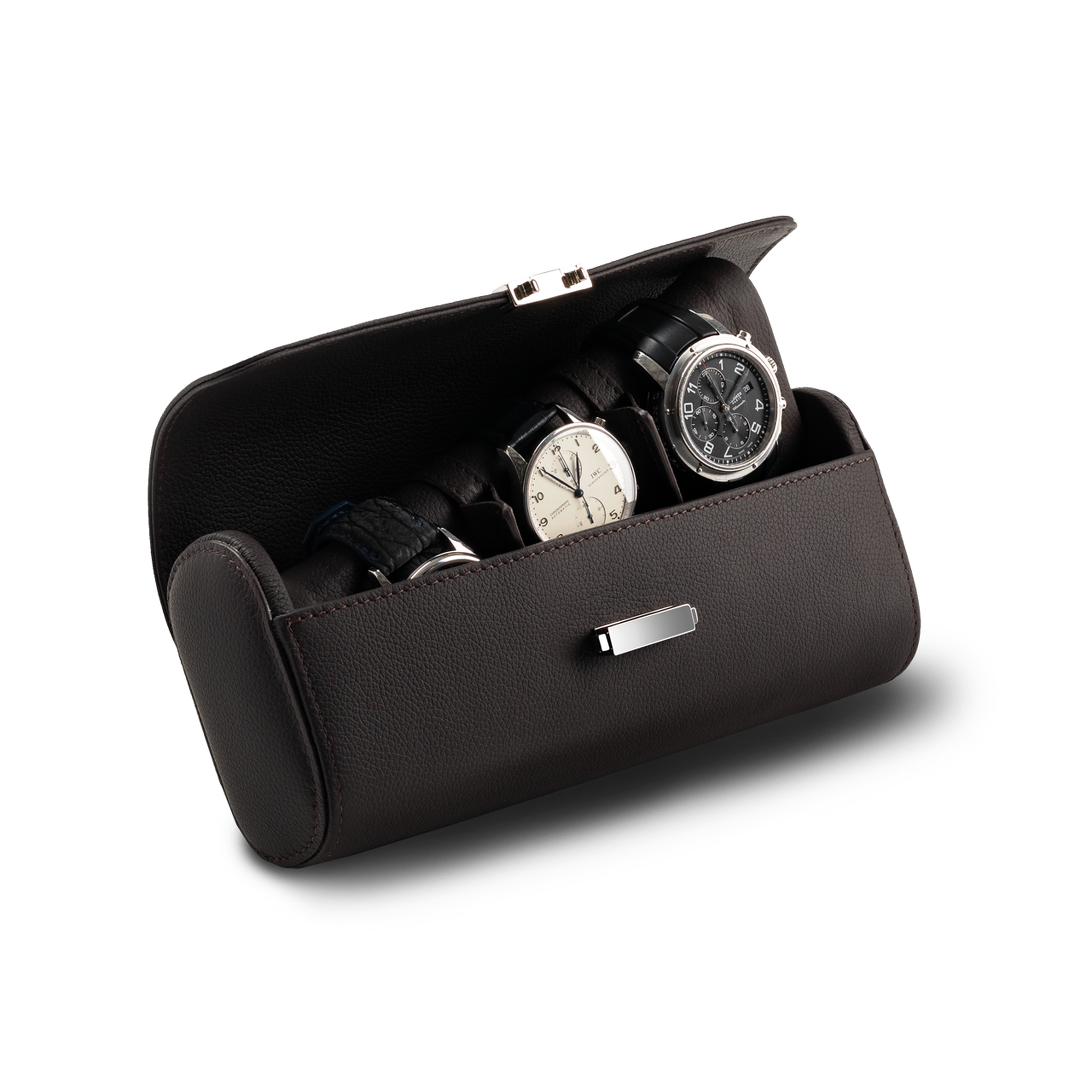 Scatola del Tempo watch roll - pochette for 4 watches chocolate