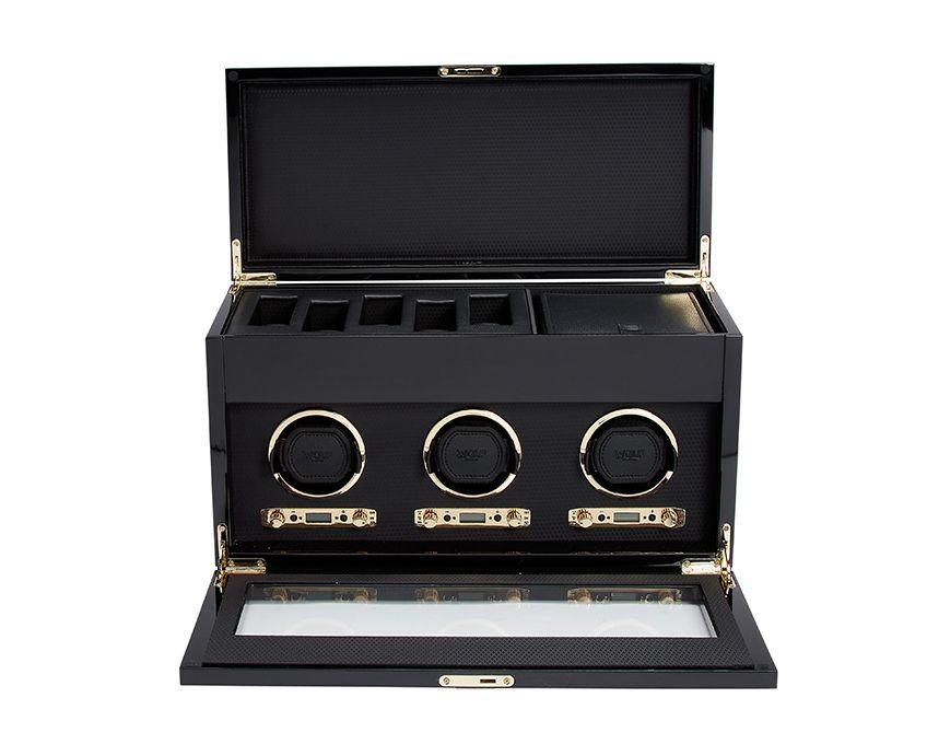 Wolf - Uhrenbeweger - Savoy triple Winder with Storage-Uhrenbeweger-Wolf 1834-TOJU Interior