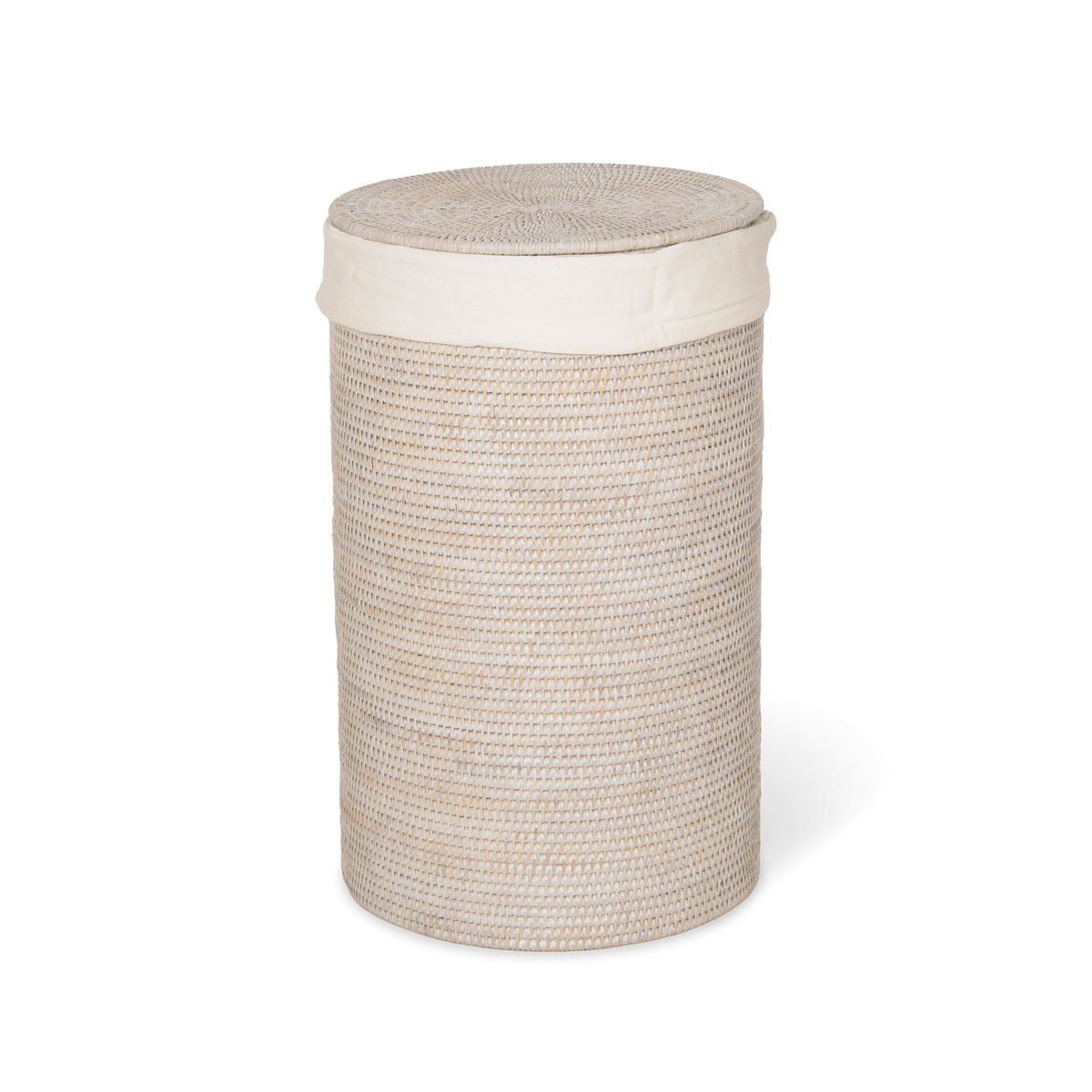 Decor Walther BASKET WB SMALL Wäschebehälter – mit Leinensack - Rattan hell – Art. 0936591