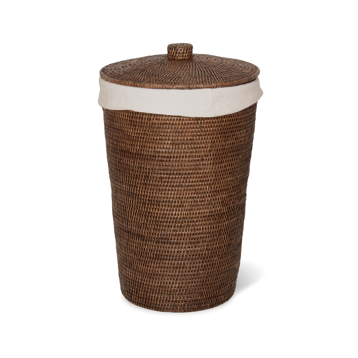 Decor Walther BASKET WB Wäschebehälter – mit Leinensack - Rattan dunkel – Art. 0922392
