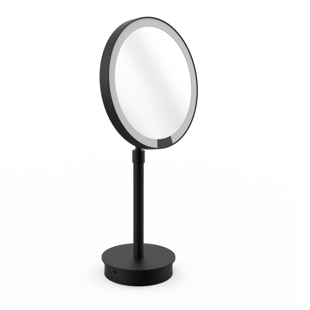 Decor Walther LOOK PLUS SR 7X LED Standkosmetikspiegel beleuchtet – Schwarz matt - 7-fache Vergrößerung - Wiederaufladbar – Art. 0125560