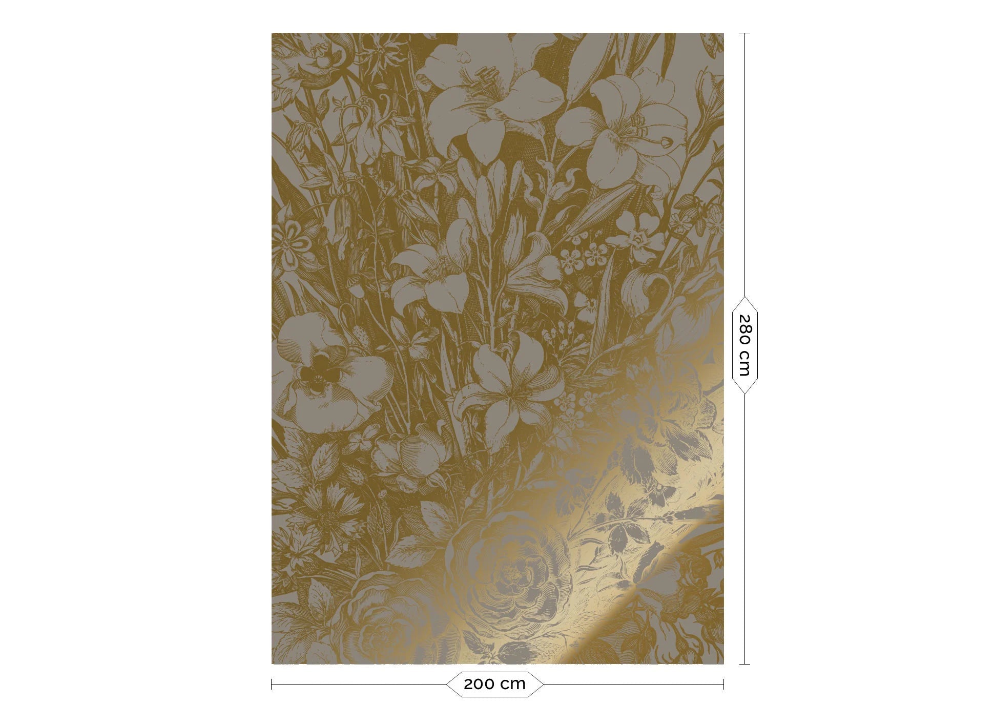 KEK Amsterdam - Gold Tapete Engraved Flowers Grau-Tapeten-KEK Amsterdam-4 Bahnen 200 x 280 cm-TOJU Interior