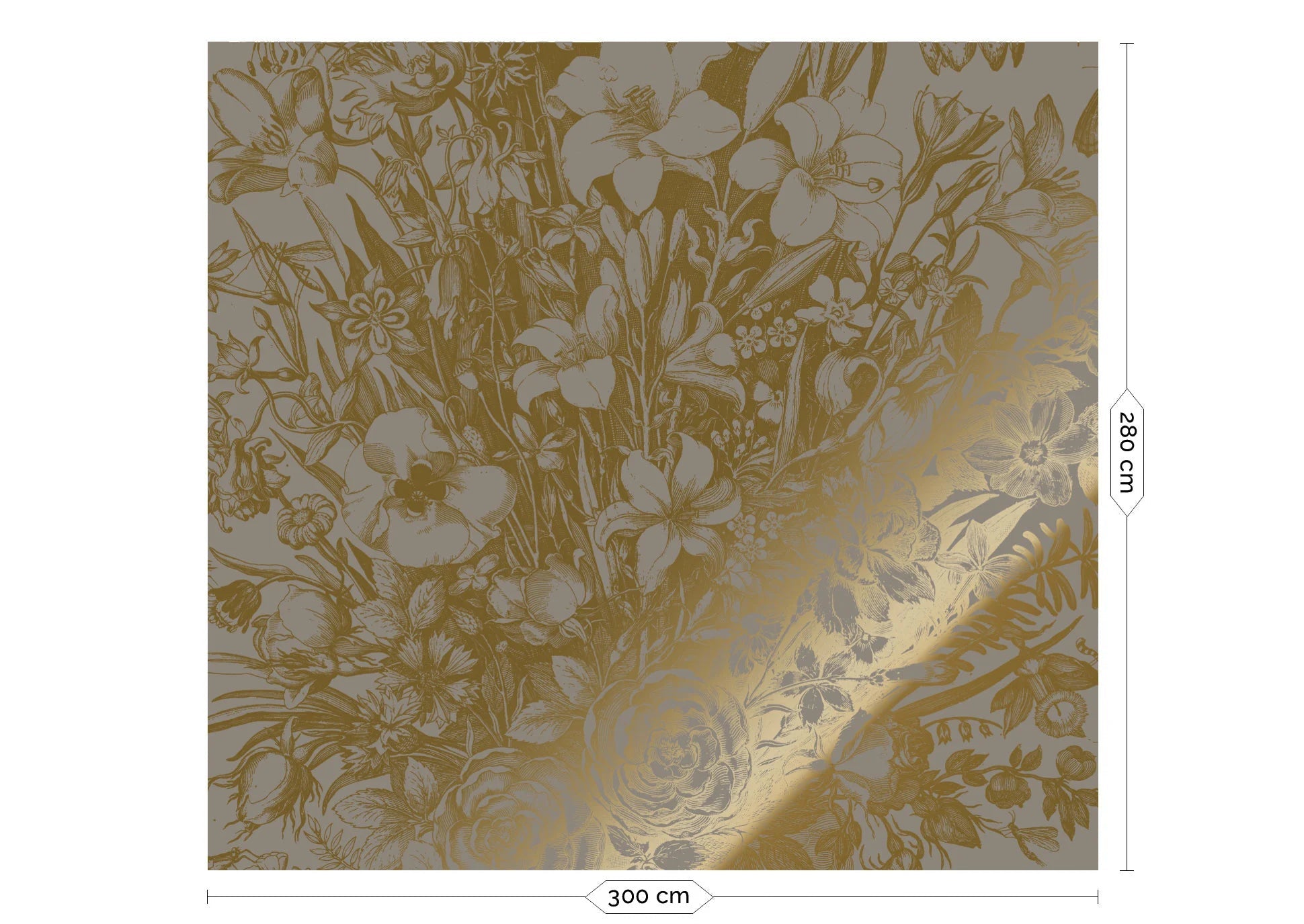 KEK Amsterdam - Gold Tapete Engraved Flowers Grau-Tapeten-KEK Amsterdam-6 Bahnen 300 x 280 cm-TOJU Interior