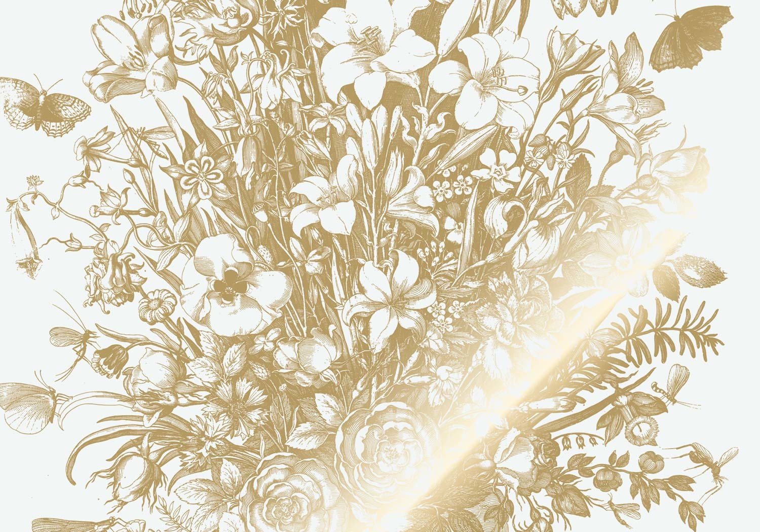 KEK Amsterdam - Gold Tapete Engraved Flowers Grauweiß-Tapeten-KEK Amsterdam-TOJU Interior