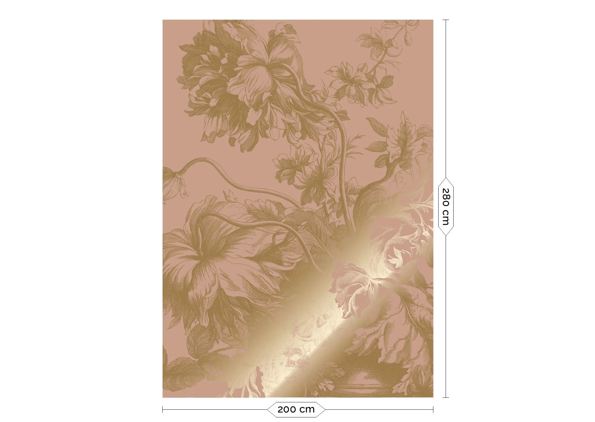 KEK Amsterdam - Gold Tapete Engraved Flowers Rosa-Tapeten-KEK Amsterdam-4 Bahnen 200 x 280 cm-TOJU Interior