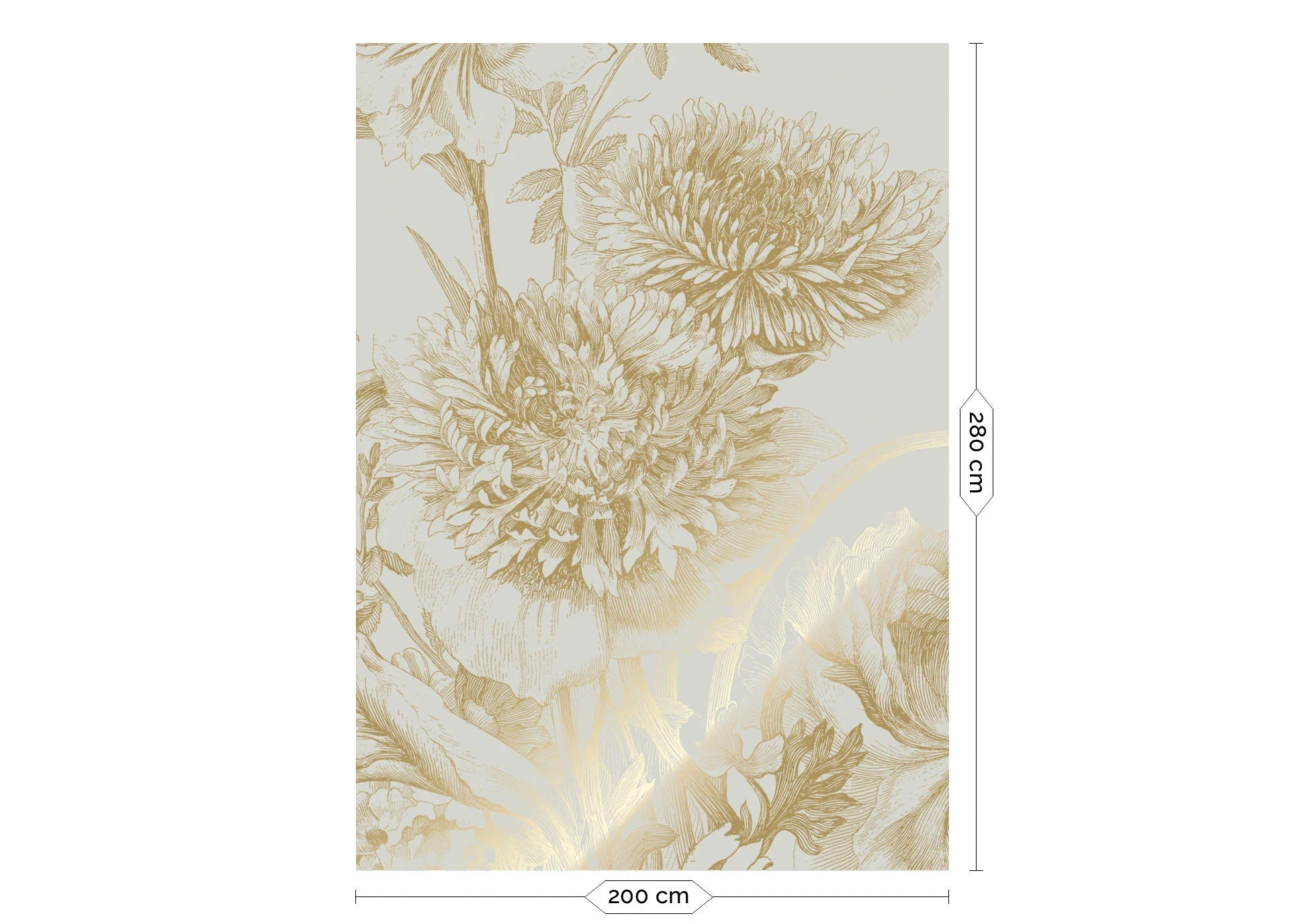 KEK Amsterdam - Gold Tapete Engraved Flowers Sand-Tapeten-KEK Amsterdam-4 Bahnen 200 x 280 cm-TOJU Interior