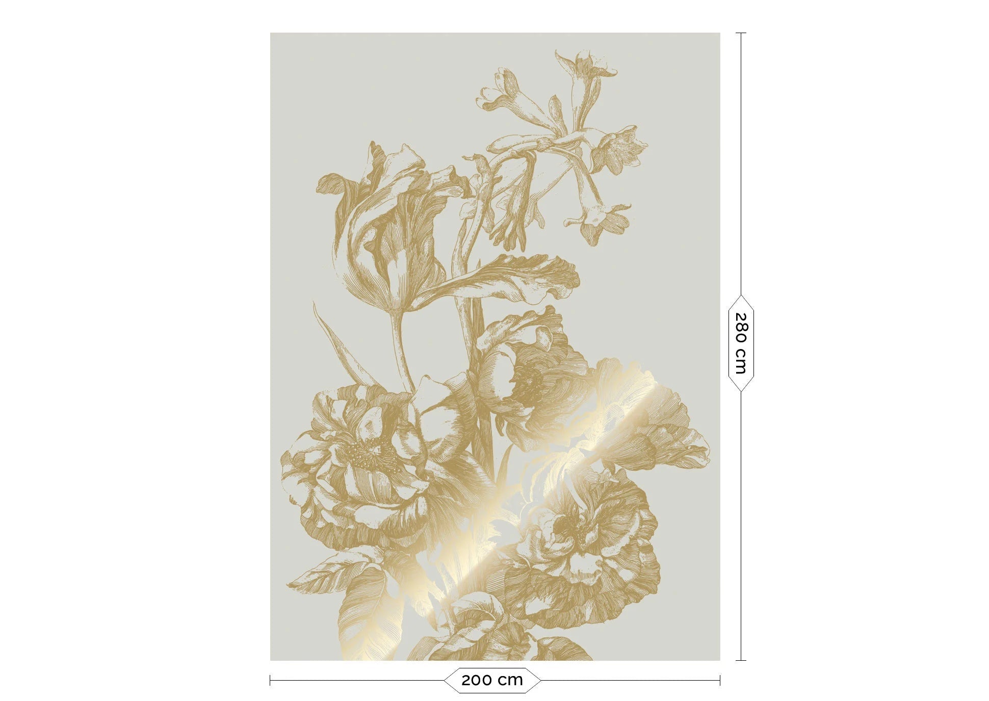 KEK Amsterdam - Gold Tapete Engraved Flowers Sand-Tapeten-KEK Amsterdam-4 Bahnen 200 x 280 cm-TOJU Interior