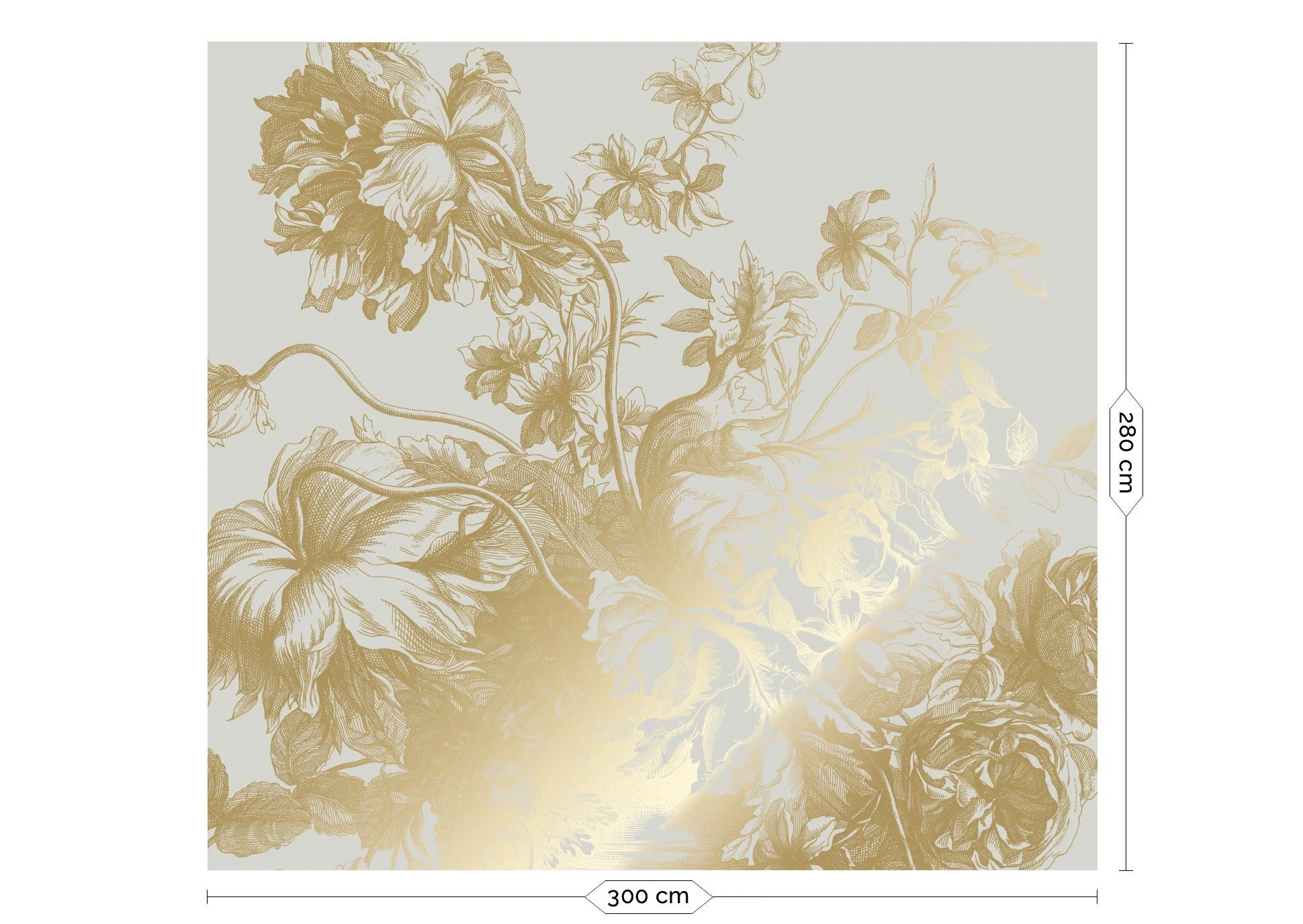 KEK Amsterdam - Gold Tapete Engraved Flowers Sand-Tapeten-KEK Amsterdam-6 Bahnen 300 x 280 cm-TOJU Interior