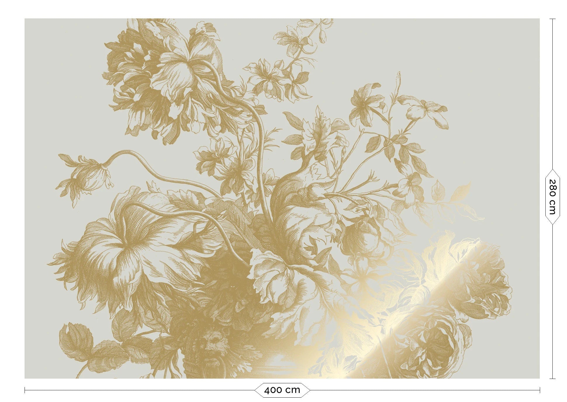 KEK Amsterdam - Gold Tapete Engraved Flowers Sand-Tapeten-KEK Amsterdam-8 Bahnen 400 x 280 cm-TOJU Interior