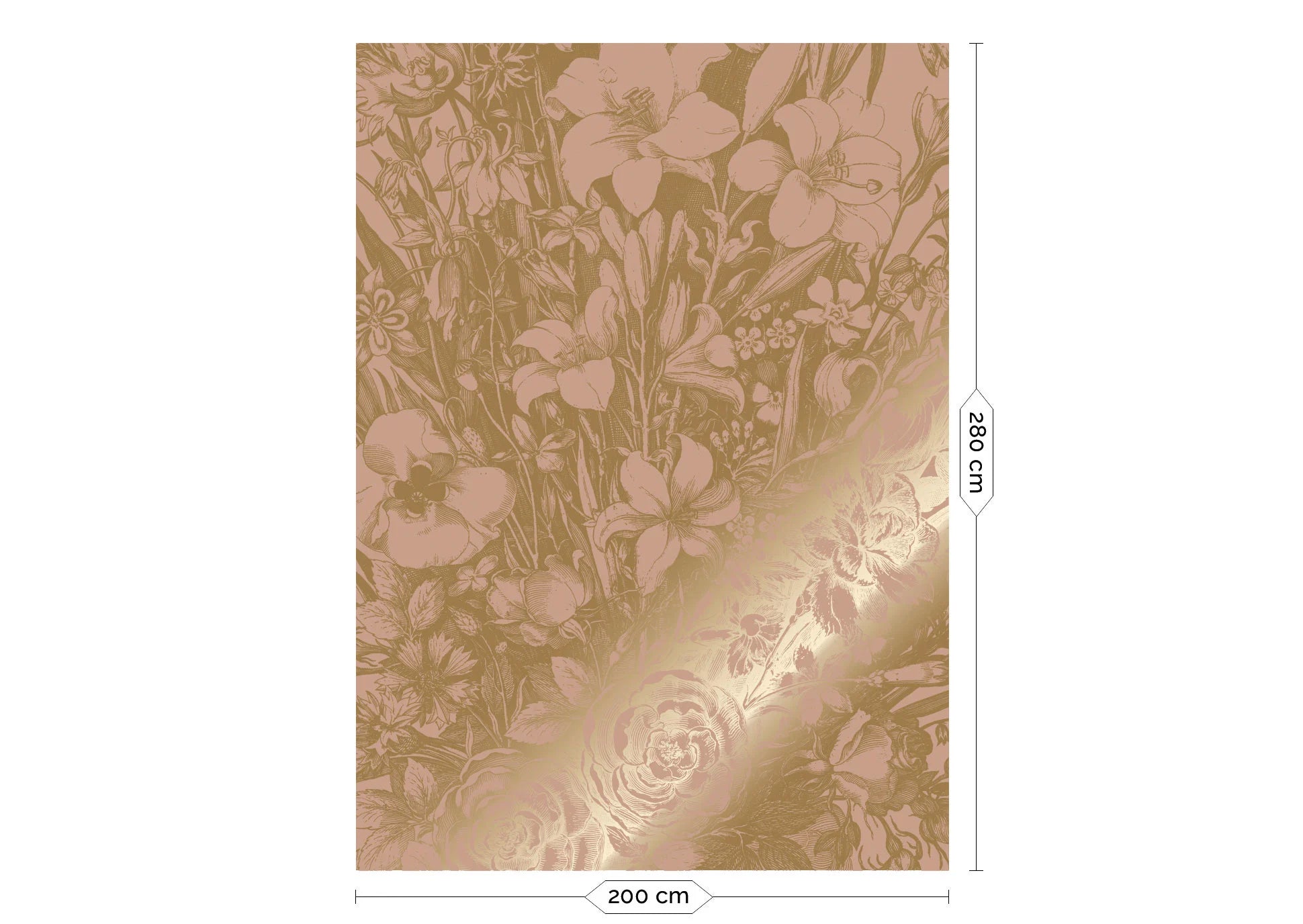 KEK Amsterdam - Gold Tapete Engraved Flowers-Tapeten-KEK Amsterdam-4 Bahnen 200 x 280 cm-TOJU Interior