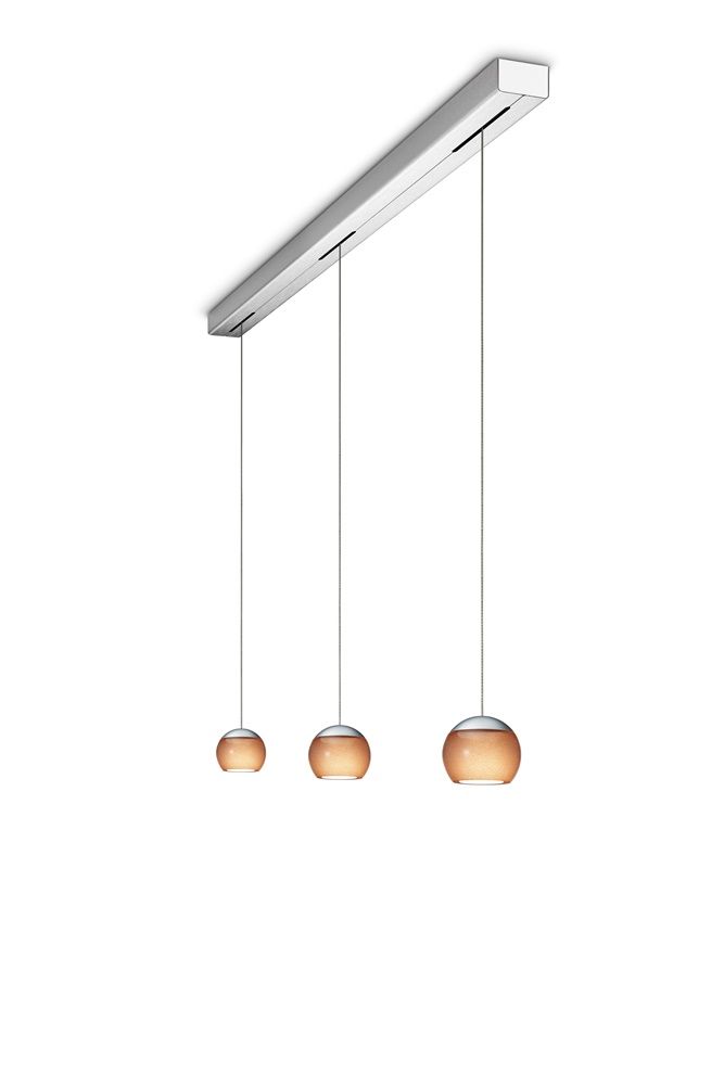 Oligo - Pendelleuchte Balino LED-Pendelleuchte-Oligo-Farbe Baldachin Aluminium gebürstet | Farbe Schirm Chrom matt Tabak-3-flammig-42-880-35-06/40-TOJU Interior