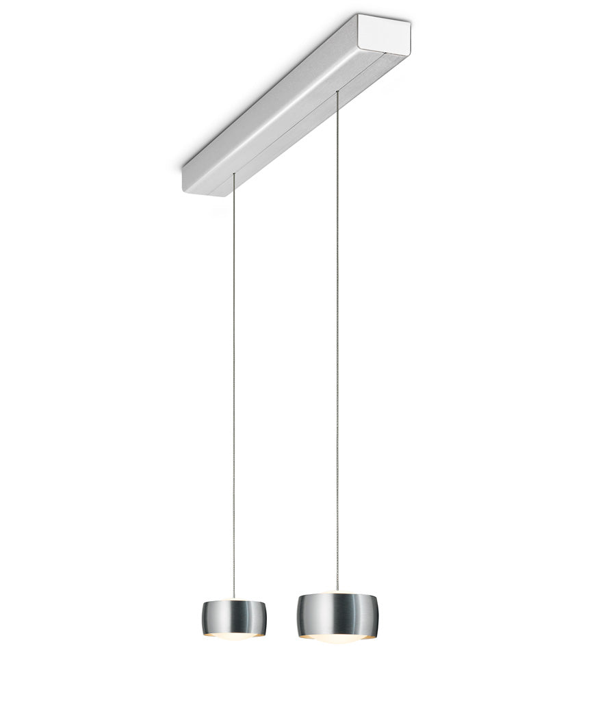 Oligo - Pendelleuchte Grace mit unsichtbarer Höhenverstellung 2 flammig-Pendelleuchte-Oligo-Weiß matt-Chrom-Aluminium gebürstet-GUHWCA-TOJU Interior