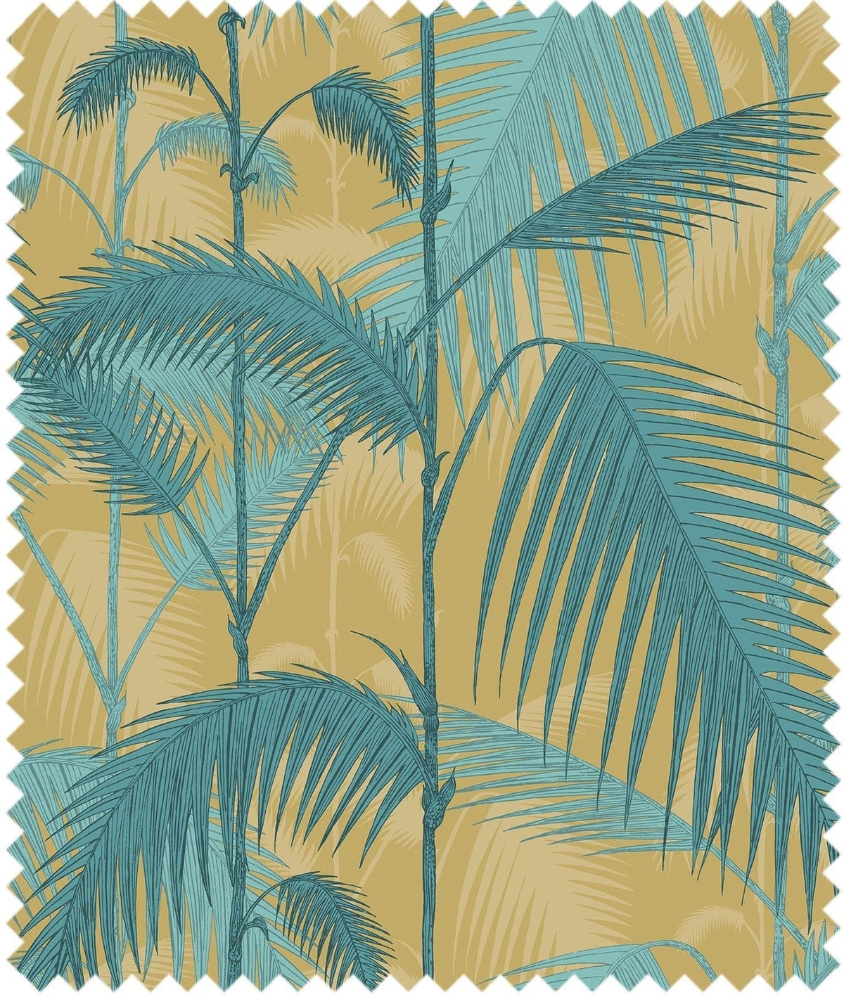 Cole & Son – Stoff Palm Jungle Linen Union – F111/2003LU – Ochre & Petrol
