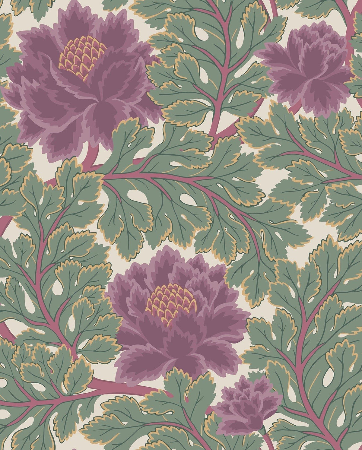 Cole & Son Aurora Tapete – Mulberry & Sage on Parchment (116/1001)